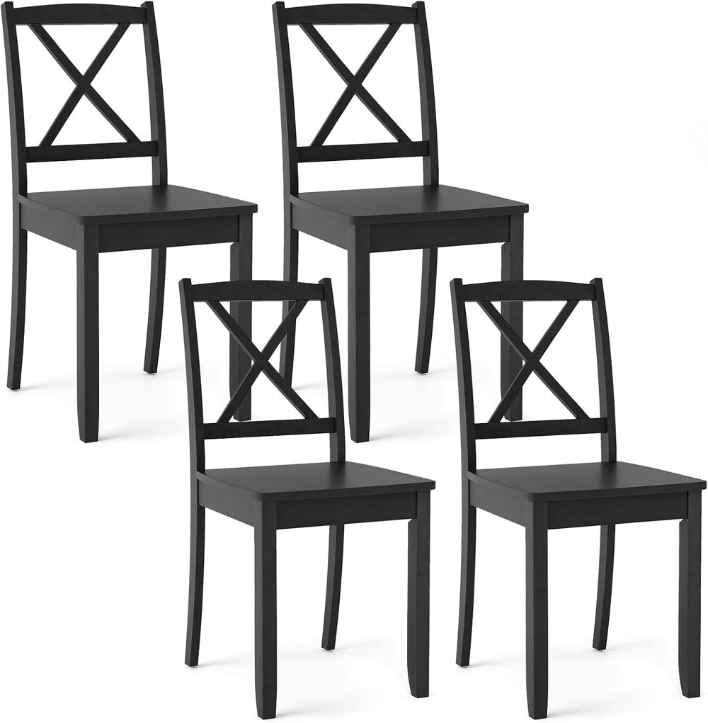GIANTEX Wood Dining Chairs Set of 4, Armless Kitchen Chairs w/Rubber Wood Leg...