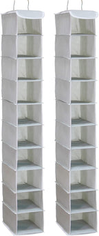 Simple Houseware 2 Pack 10 Shelves Hanging Organizer, Grey