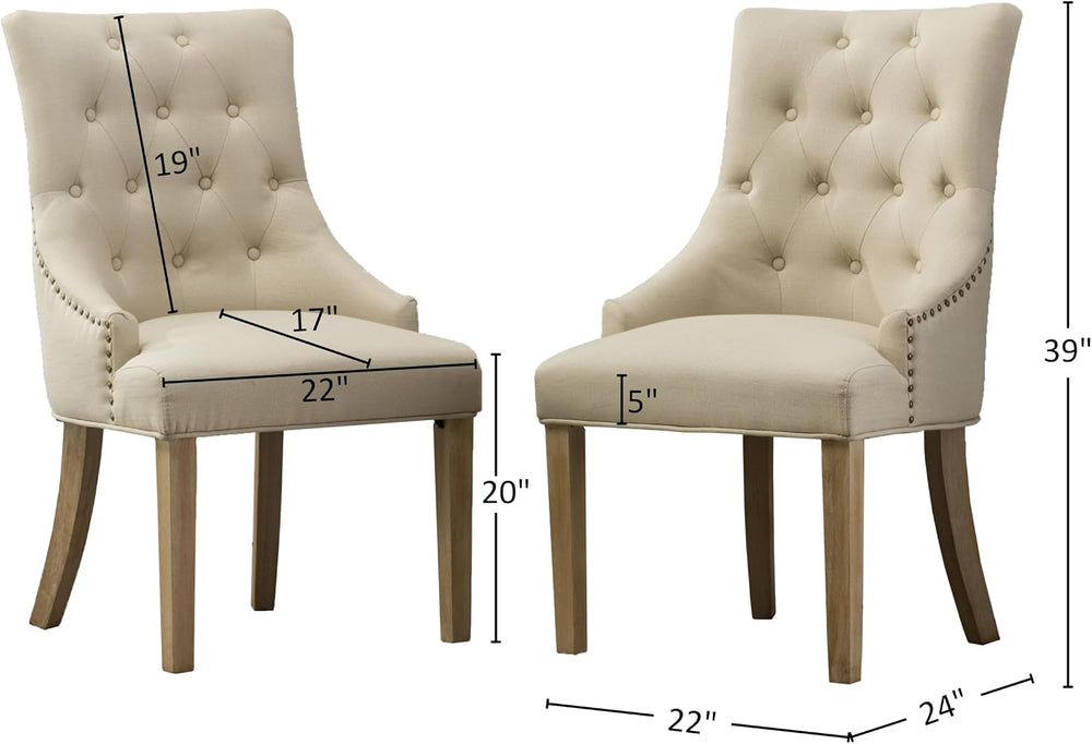 Roundhill Furniture Button Tufted Solid Wood Wingback Hostess Chairs with Nai...