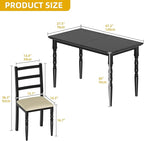 DWVO 5-Piece Dining Table Set for 4, Kitchen Dining Room Table with Upholstered Chairs, Faux Leather Cushions, Modern Rectangular Dinner Table Set for Small Spaces & Apartment, Black