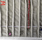 Portable Jewelry Roll Untangled Secure Necklace Travel Storage Bag Displays Holder 16 Chain (Black PU and gray velvet)
