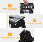 Delxo Folding Step Stool, Heavy Duty Foldable Stool for Adults,Premium Portable Collapsible Plastic Step Stool,Non Slip Folding Stools for Kitchen Bathroom Bedroom (16 inch+18 inch)