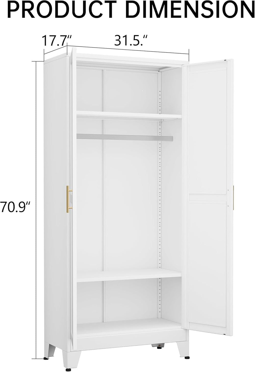 Metal Armoire Wardrobe Closet Storage Cabinet with Hanging Rod,71'' M...