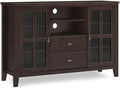 SIMPLIHOME Artisan TV Stand - 53 inch Wide Solid Wood Tall Media Console in Dark Chestnut Brown, Contemporary Entertainment Center for Living Room for TVs up to 60 Inches with Cable Management
