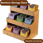 Bamboo Tea Bag Organizer, Practical Tea Bag Holder, Compact Coffee Pod Holder Fits Sugar Packets, Sweeteners, Creamers, Multi-purpose Storage Rack for Home, Kitchen, Office