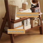 5-Tier Wooden Ladder Shelf with Rattan-Like Design, Large Capacity Open Bookshelf, Floor Magazine Display Stand for Living Room, Office, Library(Color:Natural)