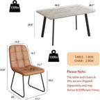 ZckyCine 46.5" Grey Dining Table Set for 4, 5-Piece Modern Kitchen Table with 4 PU Leather Upholstered Chairs, Easy Assembly, Space-Saving Dining Room Set for Apartment, Home, Breakfast Nook