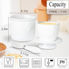 Ceramic Butter Crock with Lid & Spreader Knife, Butter Keeper - Ideal Butter Storage & Countertop Butter Dish, White