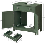 TEENFON Pedestal Sink Storage Cabinet with 2 Doors and Drawer, Bathroom Sink Cabinet, Under Sink Storage with U-Shape Cut-Out, Green UNYSG033V