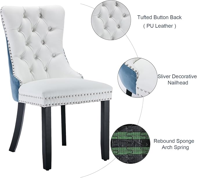 Dining Chairs Set of 6, Upholstered Tufted Dining Room Chairs with High Back,...