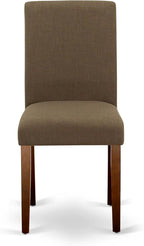 East West Furniture CAAB5-MAH-18 5 Piece Modern Dining Table Set Includes a Rectangle Wooden Table and 4 Coffee Linen Fabric Upholstered Parson Chairs, 36x60 Inch, Mahogany