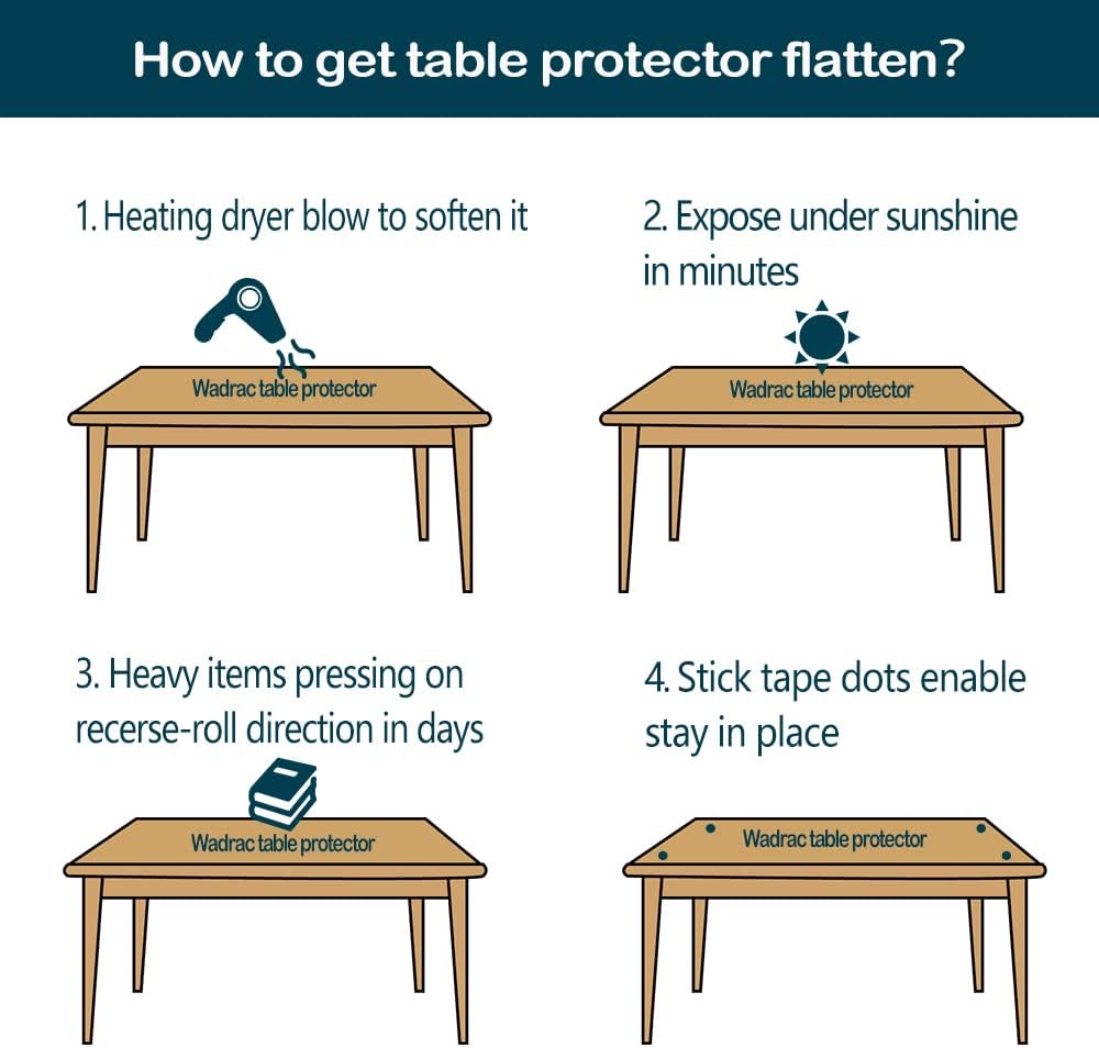 Clear Tabletop Topper Table Protector Wipeable Heat Resistant Wooden Marble G...