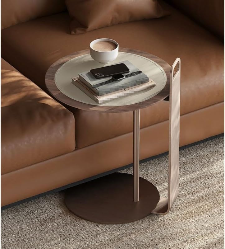 Living Room Sofa Side Table Tea Light Luxury Home Bedroom Saddle Leather Stor...