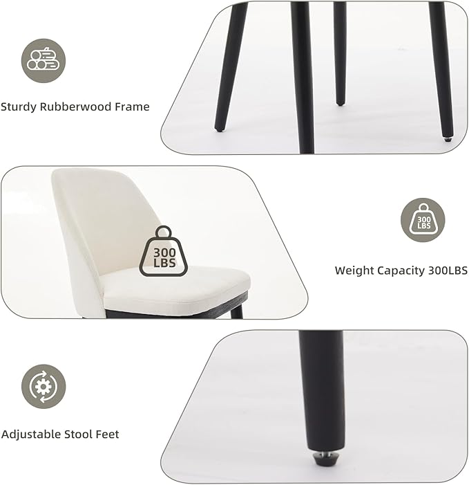 Dining Chair Set of 2, Modern Upholstered Kitchen Chair, Dining Room Chair wi...