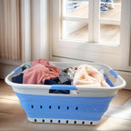 SAMMART 42L (11 gallon) Collapsible Plastic Laundry Basket - Foldable Pop Up Storage Container/Organizer - Space Saving Hamper/Basket (1, Grey/Little Boy Blue)