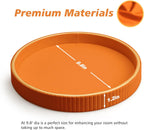 SANZIE Leather Tray Desktop Storage Organizer - Premium Serving & Decorative Tray for Sundries, Cosmetics, Phone, Wallet & Cutlery - Circle, Orange