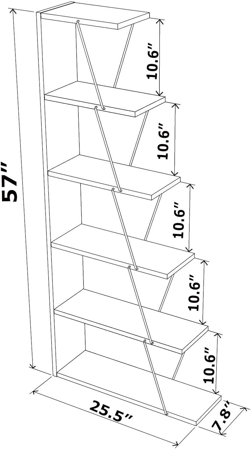 5 Tier Ladder Bookshelf Organizers, Narrow Bookshelf for Small Spaces Office Furniture Bookcase,White,Pink