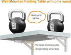 IAE Wall Mounted Folding Table with Pine Wood,24" x 14" Floating Wall Desk,Laundry Folding Table with Shelf Bracket,Fold Down Desk Shelf,Folding Workbench for Home,Dining, Laundry Room,Kitchen,White