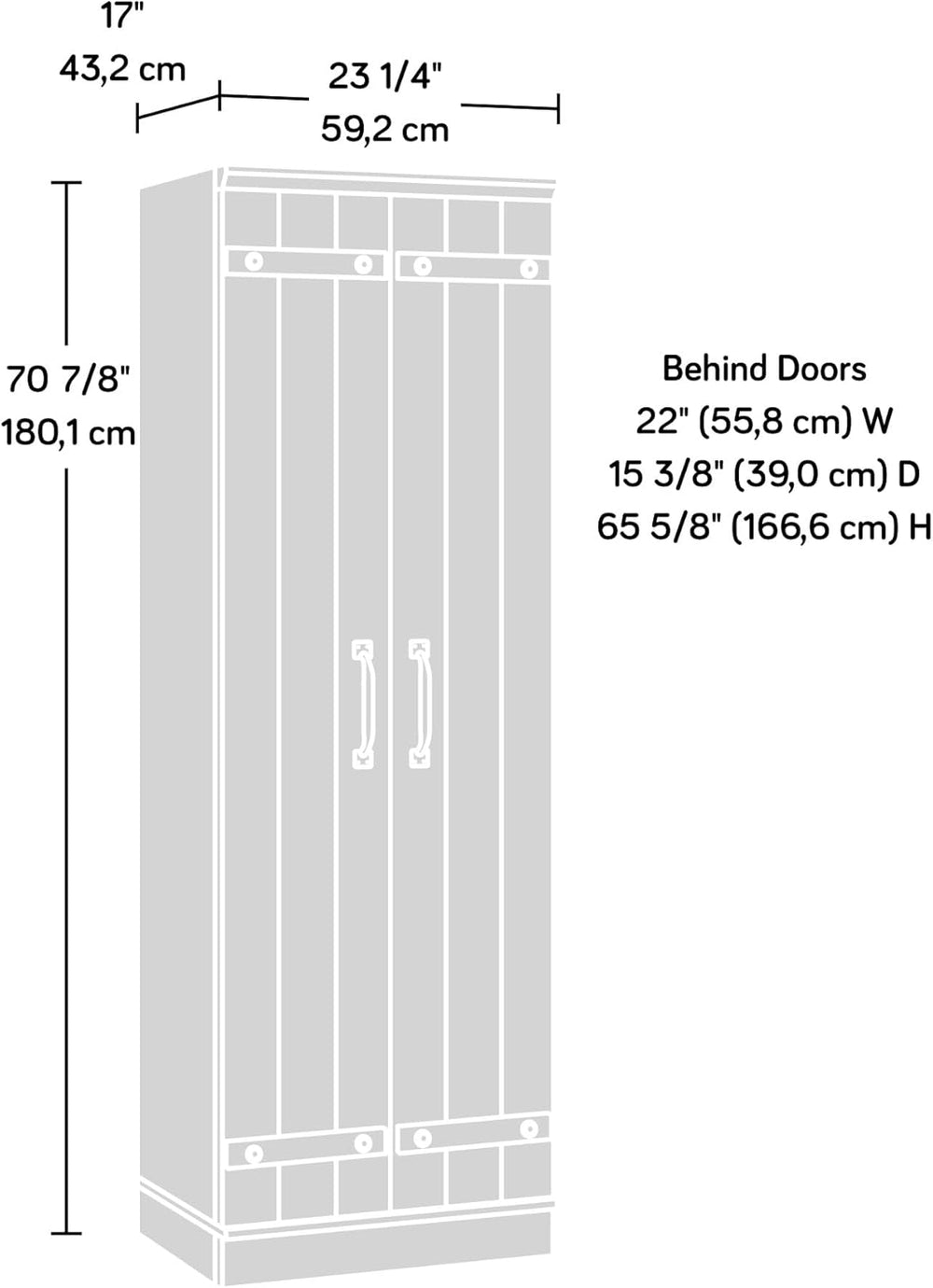 Sauder HomePlus 2-Door Kitchen Pantry Cabinet/Pantry cabinets, Soft White Finish