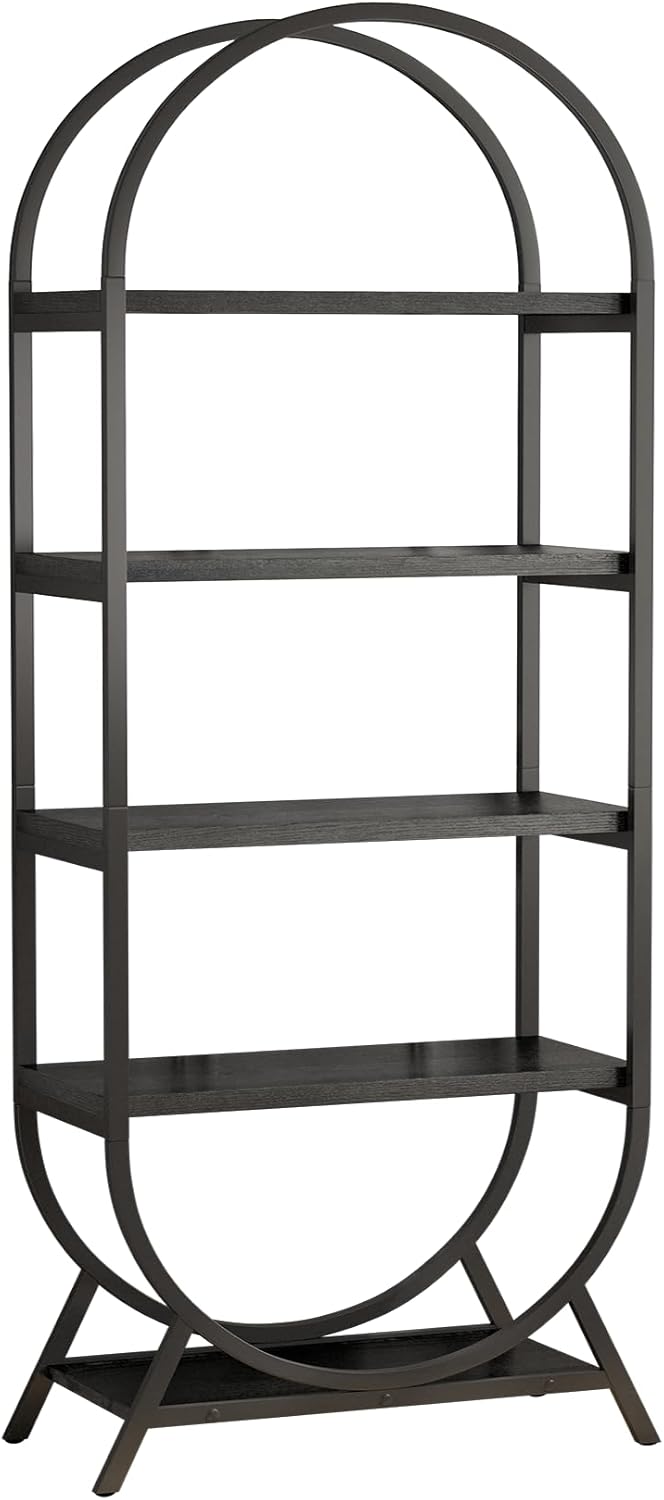 Arched Bookshelf,5-Tier Tall Wide Open Bookshelf,Modern Brown Storage Bookshe...