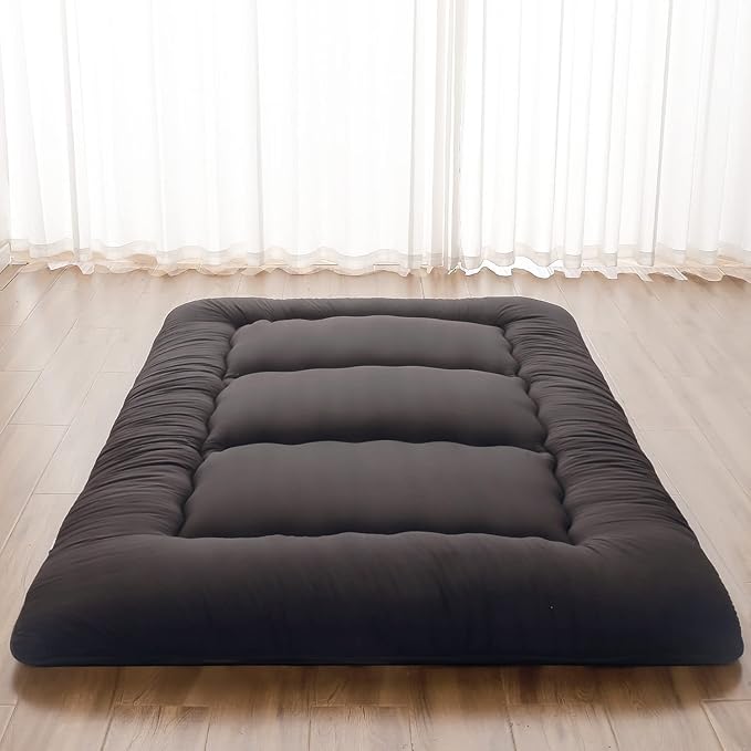 Japanese Floor Mattress, Futon Mattress with Portable Storage Bag and Washabl...