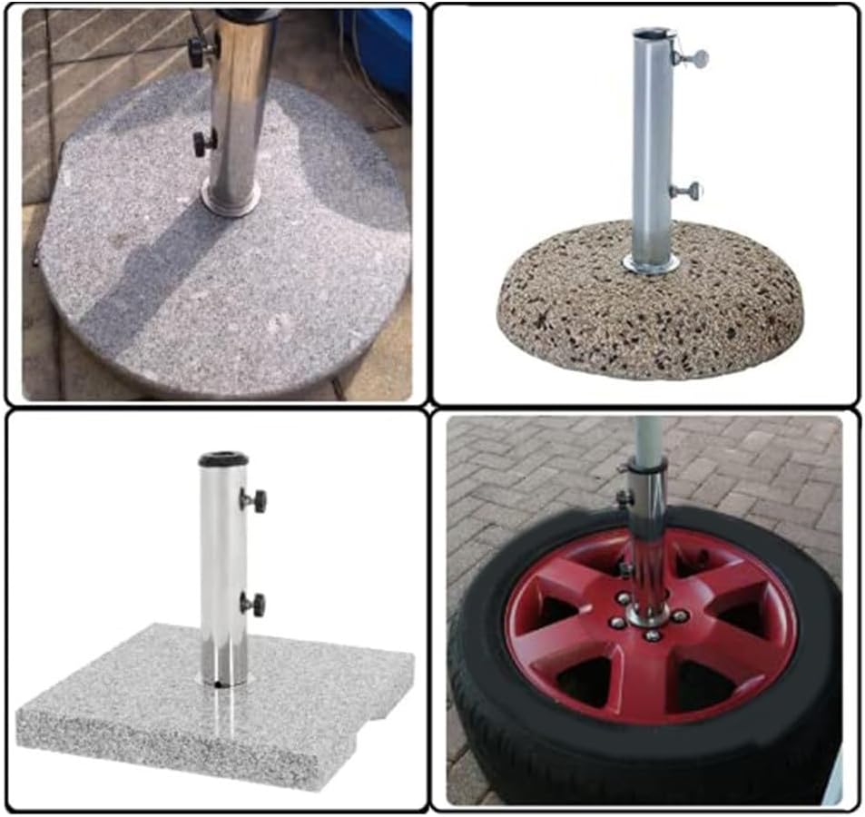Granite Based Umbrella Stand for Outdoor Stability, Featuring Adjustable PVC Sleeves for Secure Fit