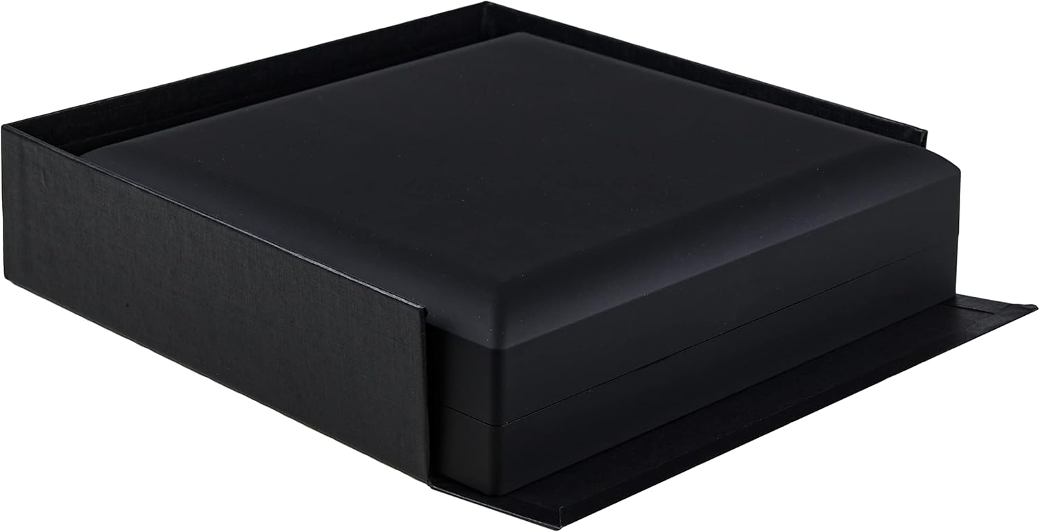 Allure - Bulk Case Of 12 - Large Necklace Box With LED Light, Square Shaped, Elegant Diamond Necklace Case, For Unique Proposal Or Wedding, Luxury Black Velvet Interior Jewelry Display Gift Box.