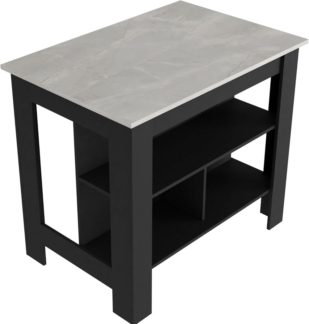 Kitchen Island with Three Concealed Shelves Multicolor | Three concealed stor...