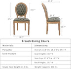 French Country Dining Chairs Set of 4, Olive Kitchen & Dining Room Chairs, Faux Leather Kitchen Chairs, Tufted Upholstered, Wood Legs, Sillas De Comedor (PU,Pine Green, 4Pcs)