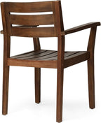 Merax Acacia Wood Dining Chairs Set of 2,Stamford Outdoor Acacia Wood Dining Chairs for Kitchen, Living Room,Outdoor,Dark Brown