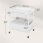 MAHANCRIS Kitchen Island with Storage, 3-Tier Microwave Stand with Wheels | Kitchen Rolling Cart, Kitchen Utility Storage Cart for Coffee Bar, Laundry Room, Office, 31.5 x 23.6 x 42.1 Inches, White