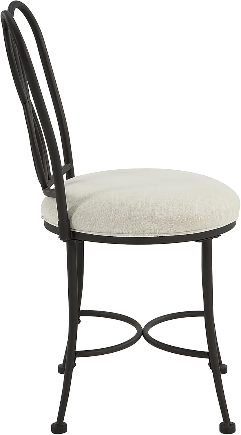 Bronze Decorative‑Back Iron Upholstered Vanity Stool