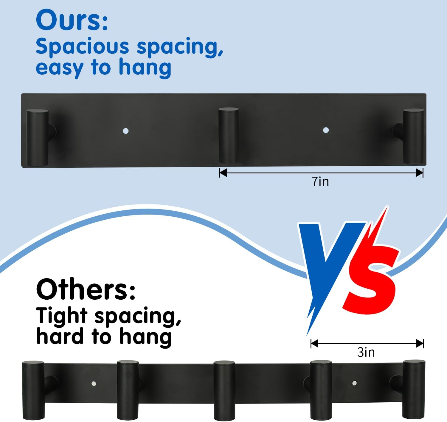 2 Pack Coat Rack Wall Mount-3 Coat Hooks, 16in Stainless Steel | for Bedroom Kitchen Hotel Office