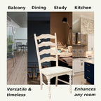IC International Concepts Set of 2 Maine LadderBack Chairs Dining/Kitchen/Study/Balcony, Solid Wood, Parawood Construction, 20.1"W x 22.6"D x 42.1"H, Ready to Paint or Stain in Any Color, Unfinished