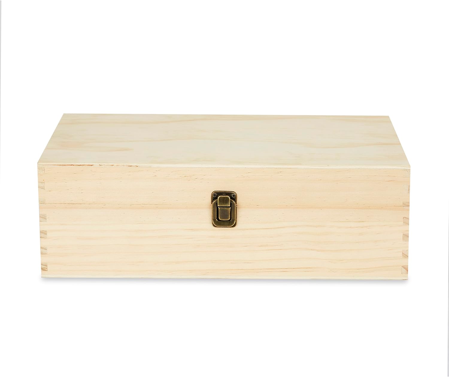 makerflo XL Natural Pine Wood Memory Box with Black Felt Inside, Hinged with Clasp, Keepsake Wooden Box Ideal for Craft and Personalization (Laser Engraving, Epoxy, UV DTF, and Vinyl) – Pack of 12