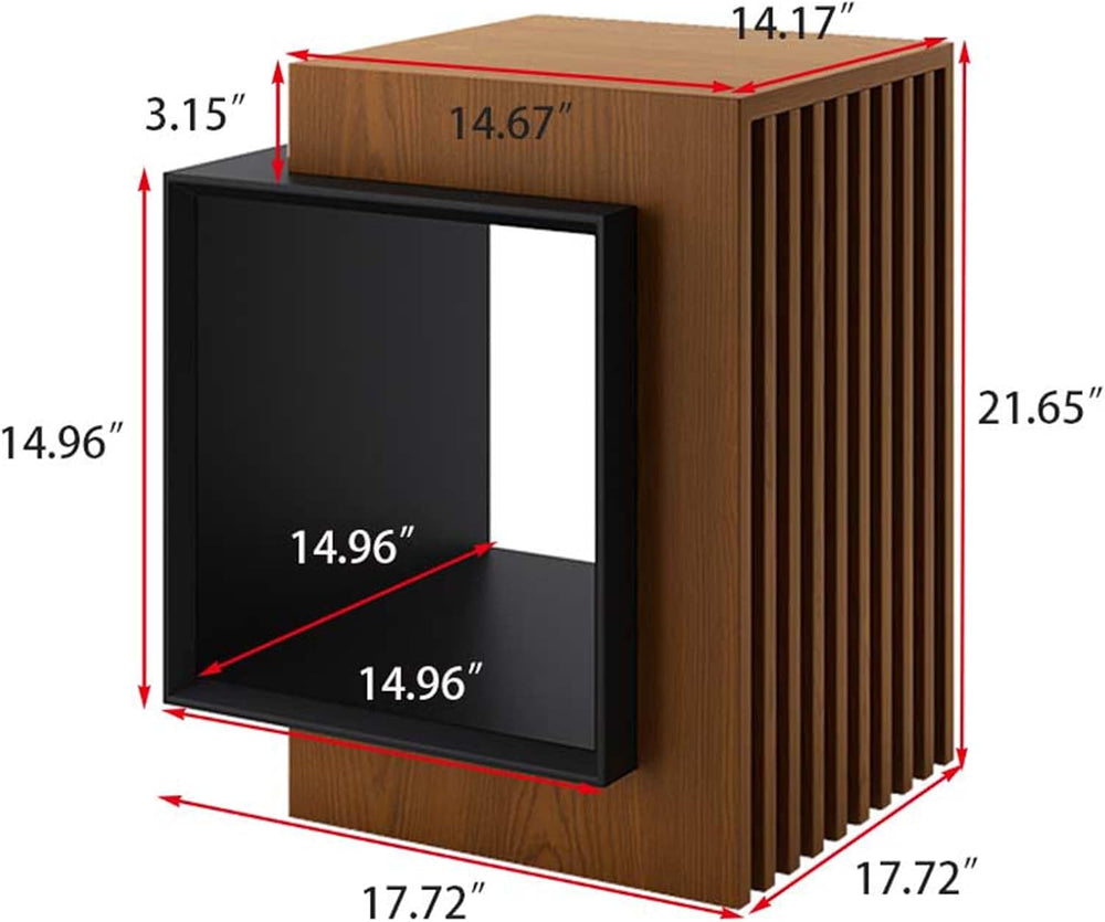POVISON Minimalist Side Table,17.71" Wood End Table with Storage for Sma...