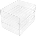 Stackable Paper Tray Organizer for Desk Wide Letter File Holder Transparent Desktop Storage Rack for Office Documents Mail and Stationery Management