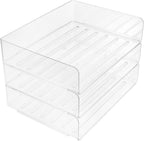 Stackable Paper Tray Organizer for Desk Wide Letter File Holder Transparent Desktop Storage Rack for Office Documents Mail and Stationery Management
