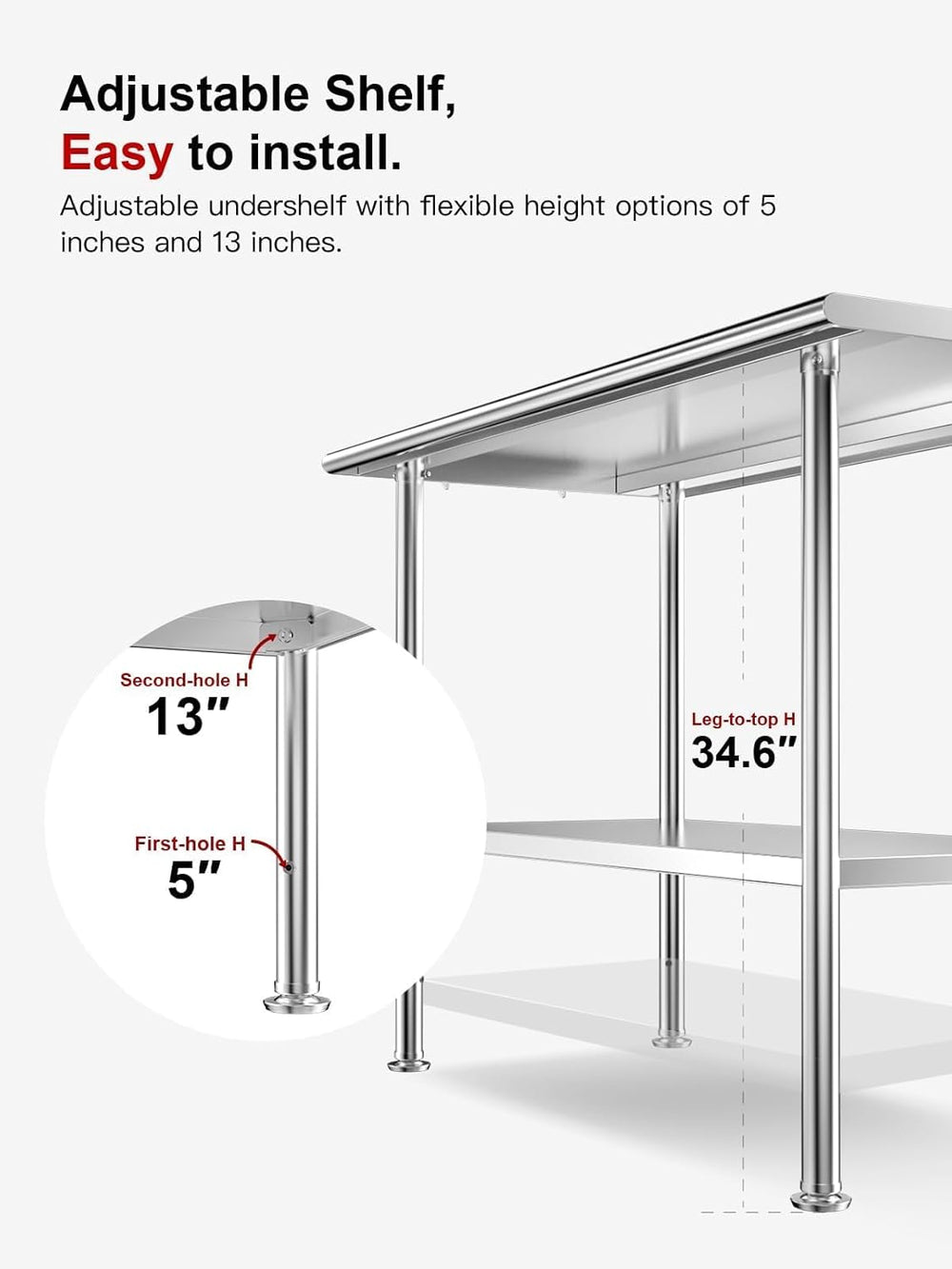 Atelicf NSF Stainless Steel Prep Table 24X48 inch with Backsplash | Commercia...