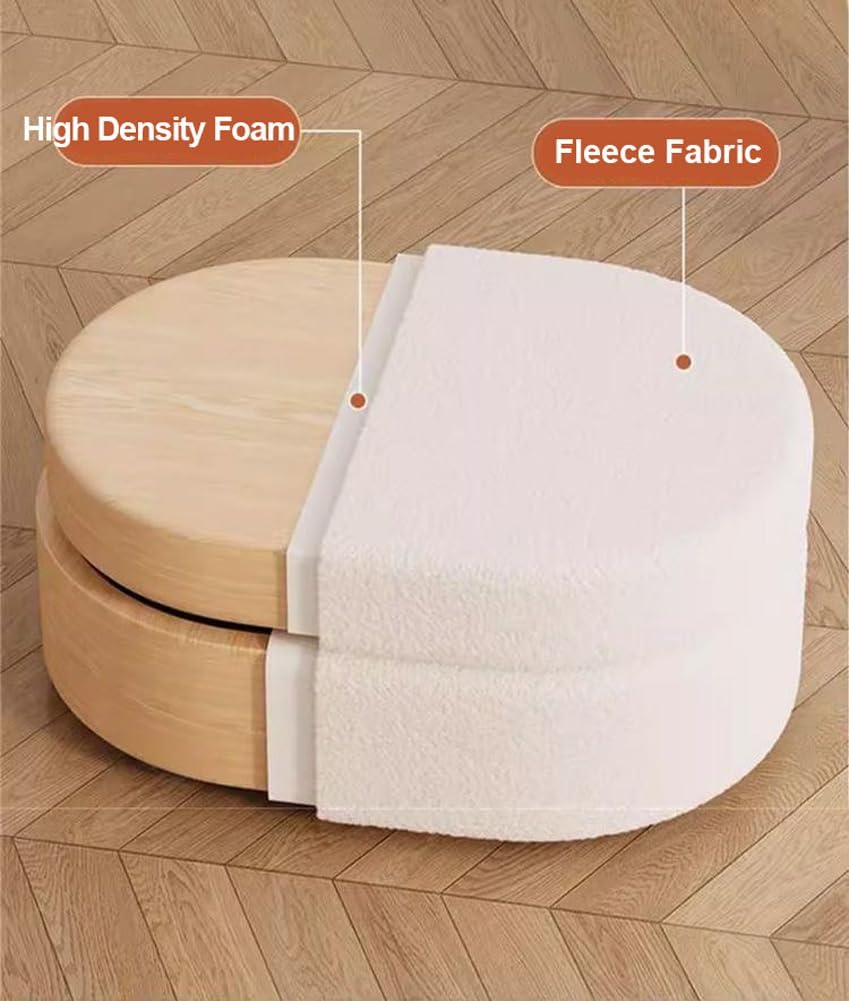 Oval Ottoman with Storage,Fleece Fabric Bed End Stool,Upholstered Padded Seat...