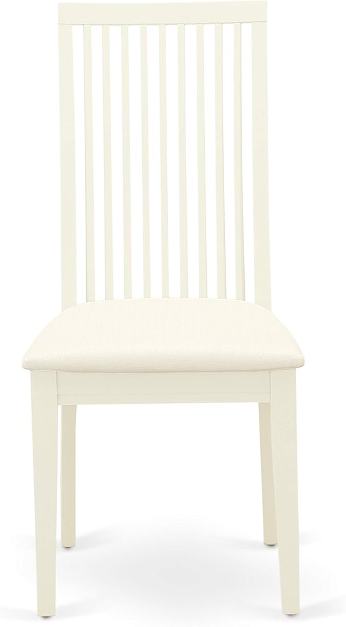 East West Furniture WEIP5-WHI-C 5 Piece Dining Room Table Set Includes a Rectangle Kitchen Table with Butterfly Leaf and 4 Linen Fabric Upholstered Dining Chairs, 42x60 Inch, Linen White