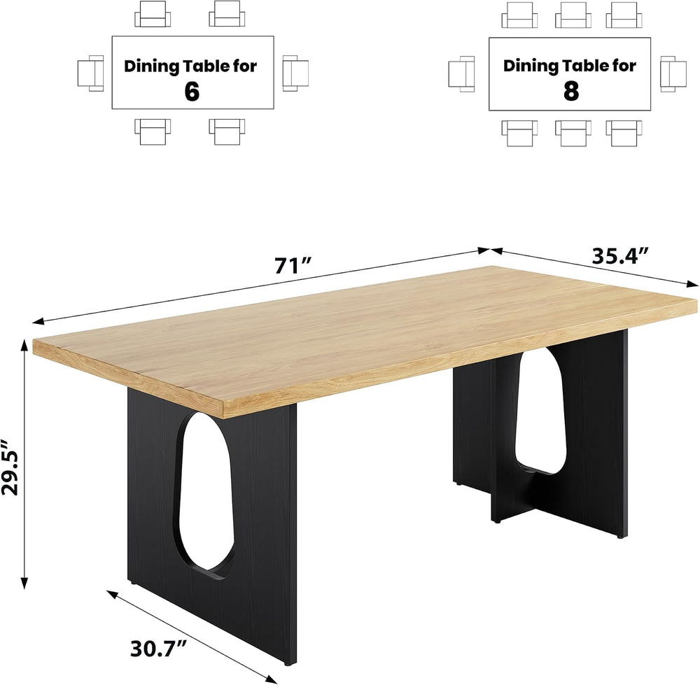 GarveeHome Dining Table for 6-8 People - 71" Modern Long Kitchen Table w...
