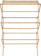 Collapsible Bamboo Drying Rack – Foldable Laundry Drying Stand for Indoor/Outdoor Use – Space-Saving Clothes Rack for Towels, Blankets & Delicates