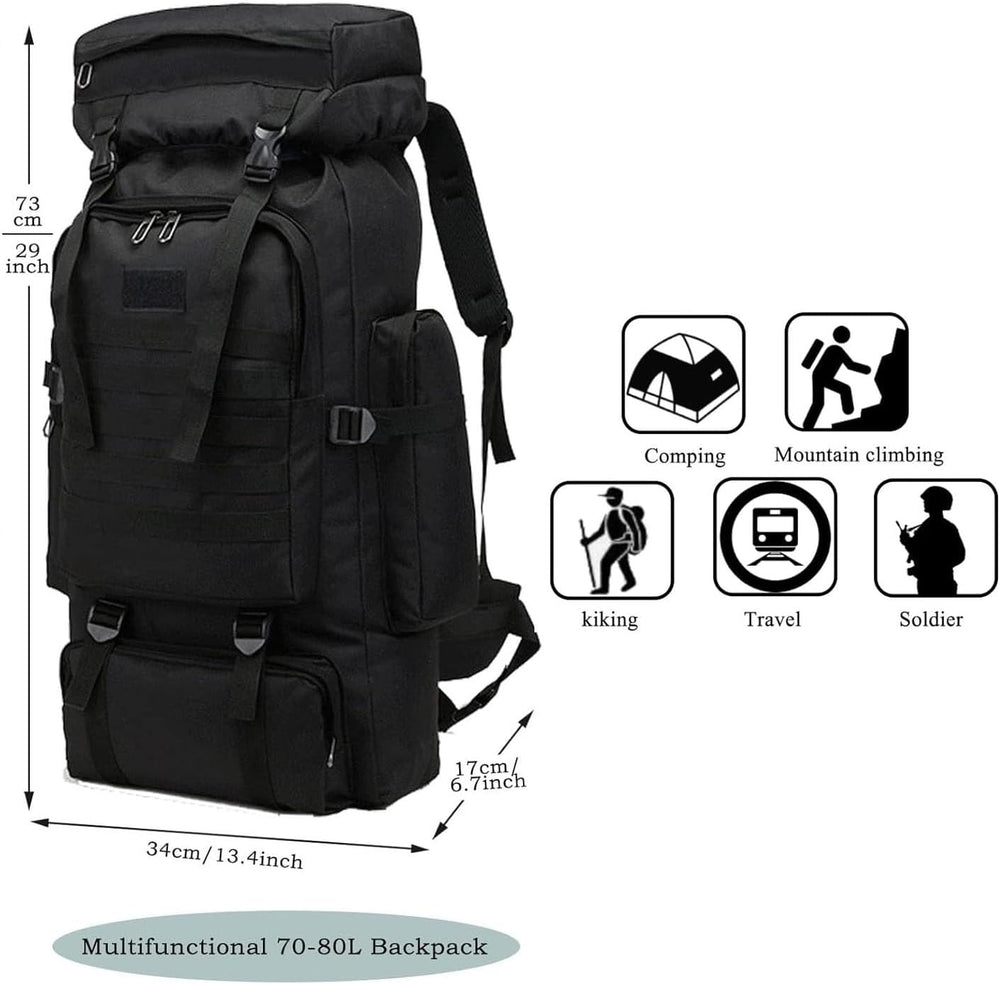 70L Hiking Backpack for Men, Waterproof Lightweight Camping Backpack, Militar...