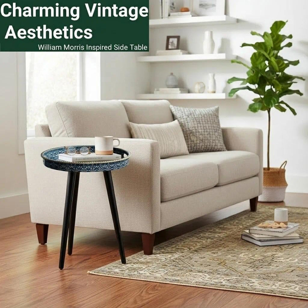Round Indoor Side Tables with Detachable Wooden 3 Legs, Versatile Tray Table,...