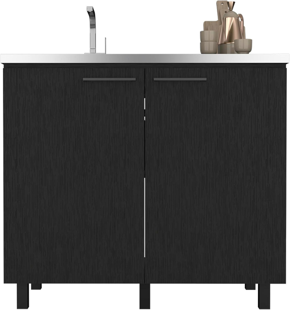 Utility Sink Cabinet Burwood, Kitchen, Black