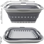 SAMMART 42L (11 gallon) Collapsible Plastic Laundry Basket - Foldable Pop Up Storage Container/Organizer - Portable Washing Tub - Space Saving Hamper/Basket (Grey/Dark Grey)