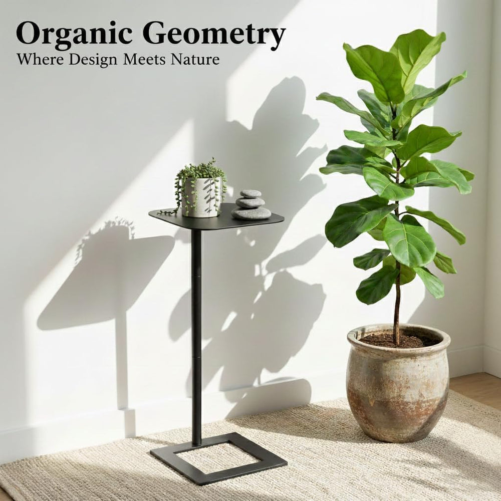 Stable C Table End Table, 23.4" Tall C Shaped Side Table that Slides Und...