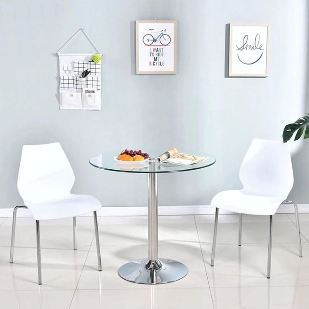 23.4" Round Glass Dining Table, Modern Circular, Sturdy Base and Perfect...