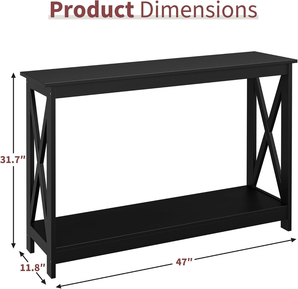 ZENY Console Table, Entryway Table, Narrow Sofa Table with 2-Tier Shelves, En...